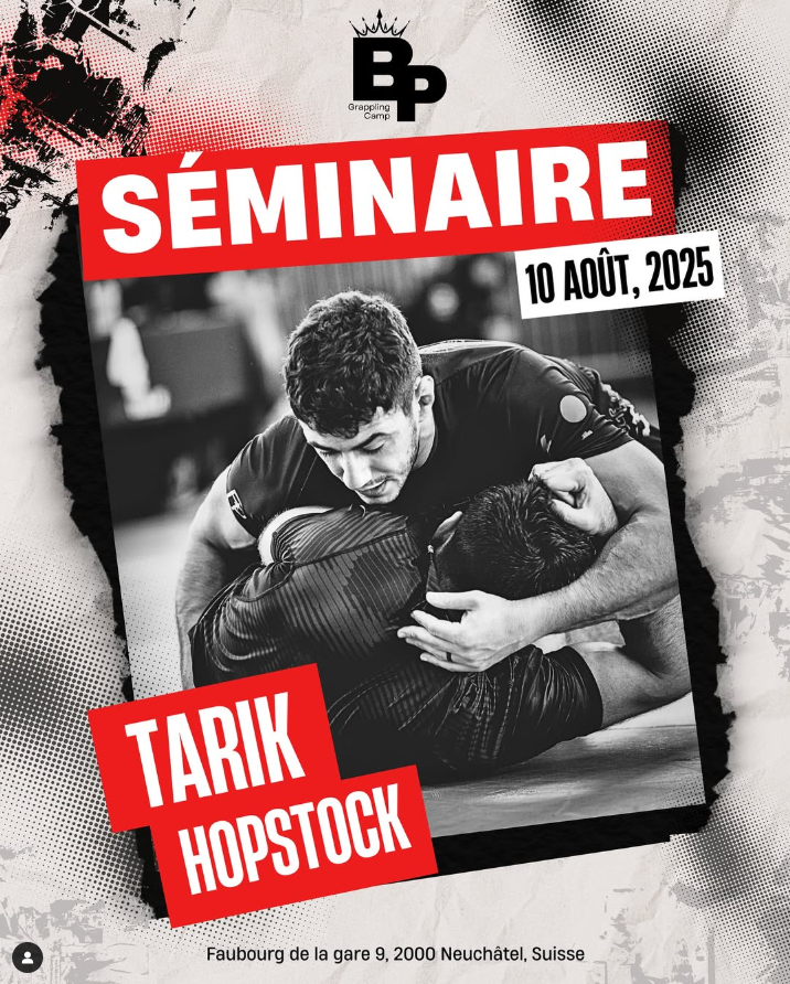 Participez au séminaire exclusif avec Tarik Hopstock, figure emblématique du BJJ Tarik Hopstock, ceinture noire de Jiu-Jitsu Brésilien et créateur de la soumission 'Tarikoplata